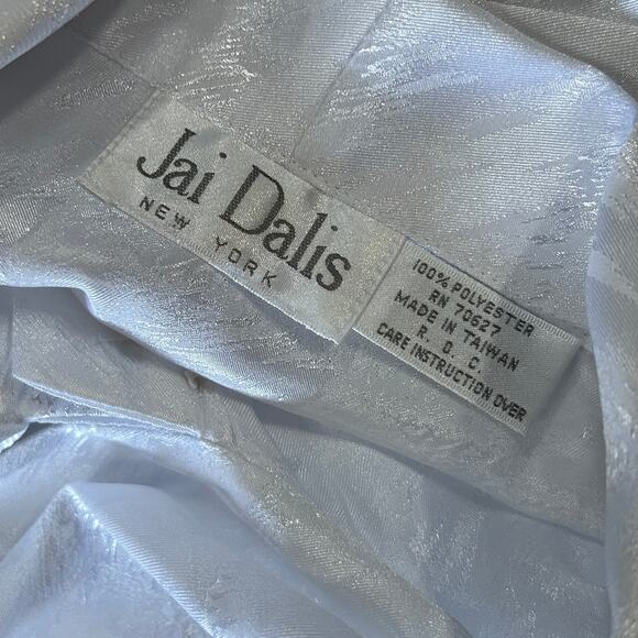 Vintage 90s Jai Dalis Blouse Shirt Womens L White Puff Sleeve Ribbon Designer - Picture 5 of 7